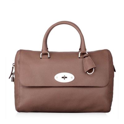 China Winter Famous Stylish Bag With Lock Closure , Logo Stamp on Leather Tag Lady Tote Leather Handbags for sale