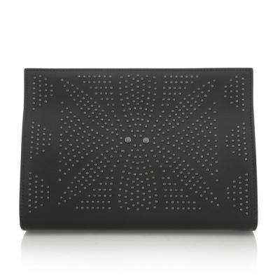 China Señora Party Clutch, bolsos negros del embrague del cuero de Nappa, cierre magnético del corte del laser en venta