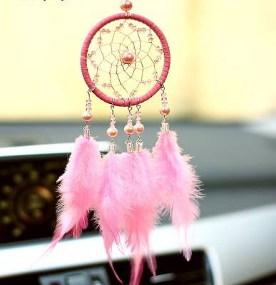 China Hand-made Creative Car Ornament Small Size Dream Catcher Feather Decoration Hanging Hanging Items for sale