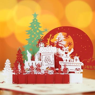 China Europe Merry Christmas Tree 3d Gift Card Pop Up Handmade Custom Card Greeting Cards Christmas Gifts Souvenirs Wish Wedding Postcards for sale