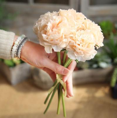 China Party Decoration Artificial Silk Tree Peony Paeonia Suffruticosa Bouquet 5 Heads Chinese Bride Bridesmaid Holding Flowers for sale