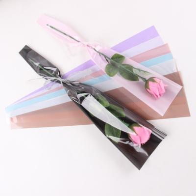 China Waterproof Clear Rose Packaging Bags Single Opp Flower Sleeve Wrapping Poly Cellophane Bag Pack of 50 for sale