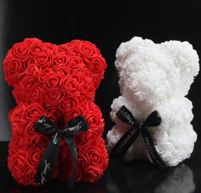 China PE RED Rose Teddy Bear for Valentine's Day Immortal Rose Flower Custom Handmade Rose Flower for sale