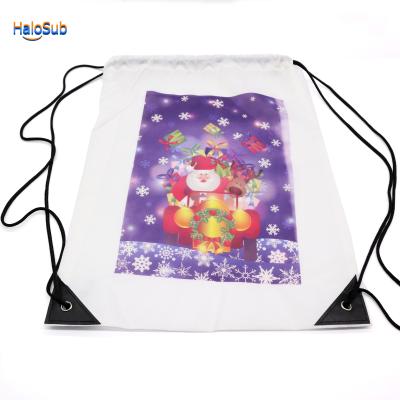 China Cheap Christamas Decoration HaloSub Sublimation Blanks Bags Polyester Custom Design Backpack For Christmas Bag for sale