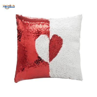 China Bling Sofa Throw 40X40Cm Red Sequin Pillow Cases Customized Home Decor Sequin Color Sublimation Disposable Sequin Pillow Case Red for sale