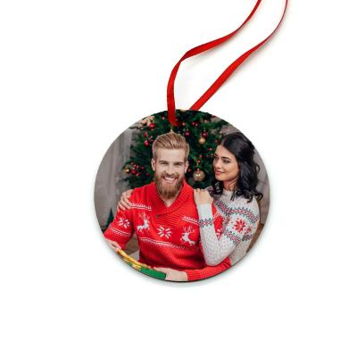 China MDF Wholesale Custom Design Sublimation MDF Ornament For Christmas Circle Pendant for sale