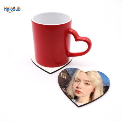 China MDF Sublimation 100mm Mug Viable Printable Blank 2021 Coasters With Cork Blank Coaster Heart Shape for sale