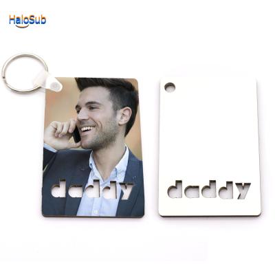 China Popular Wholesale Custom Made Photo Cavity Blank Key Chain Fanshion Sublimation Pendant Wooden Double Sided Printing For Dad for sale