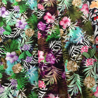 China 100% soft cheap flower design printed plain weave viscose spun rayon fabric for dress for sale