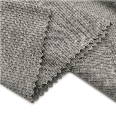 China High Quality Anti-Static 32S+40D Fashion Ribbed Knitted Fabric 100%Polyester Heather Gray for sale