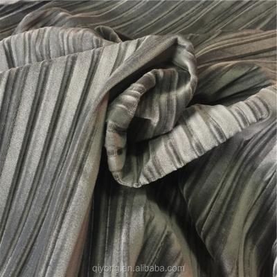 China Beautiful Shrink-Resistant High Quality 100%Polyester Warp Knitted Goffer To Crinkle Pleated Velvet Fabric For Dress And Skirt for sale