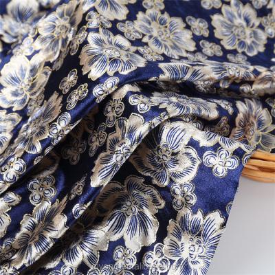 China New Soft Gold Stamping Printing Korea Velvet Fabric Foil Flower Print For Dress for sale