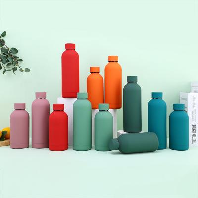 China PORTABLE Small Mouth Double Mouth Matte Thermo Flask 500ml Stainless Steel Rubber Colorful Water Bottle for sale