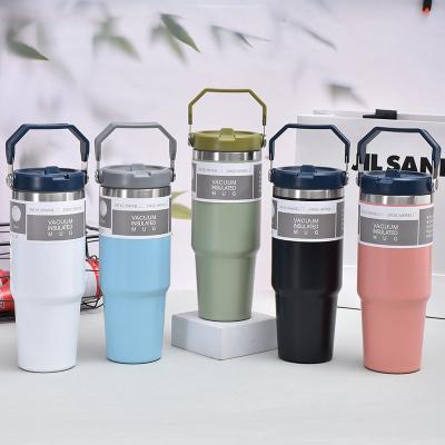 China New PORTABLE Double Wall Vacuum Stainless Steel Vacuum Insulated Water Bottles With Straw BPA Free Leak Proof Cup for sale