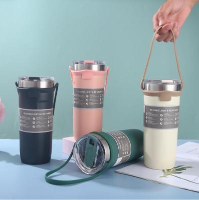 China PORTABLE Vacuum Flask Stainless Steel Thermos Insulated Water Bottle With Straw And Handle Cup Lid Tumbler Cup Logo for sale