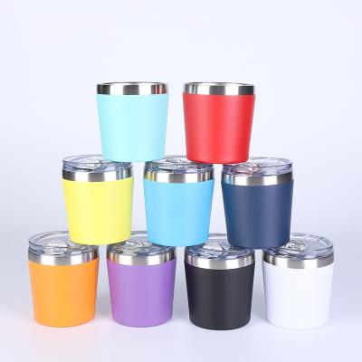 China PORTABLE 8oz Stainless Steel Tumblers Insulated Coffee Mug With Lids Powder Coated Double Wall Vacuum Drink Mugs for sale