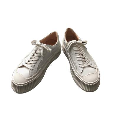 China New flat ladies' flat shoes spring autumn Round Toe Casual Thick single lace-up comfortable white shoes for sale