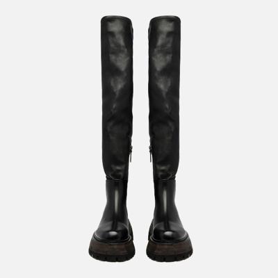 China Martin Boots Leather Platform Skinny Fashion Waterproof Long Casual Skinny Boots Women's Knee Boots for sale