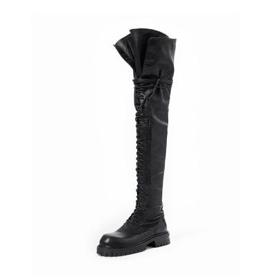 China Martin boots fashion women's boots with tall-walled zipper black boots over - knee boots for sale