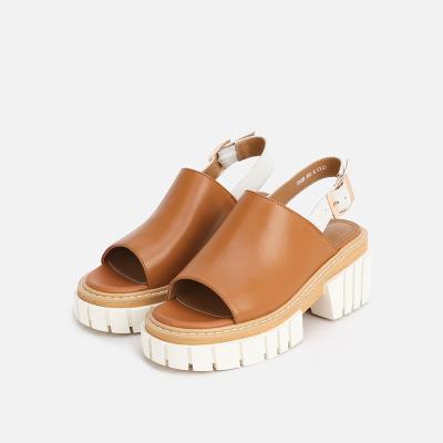 China Handmade Summer Women's Open Toe Sandals Good Quality Leather Anti-slip Platform Sandals for sale