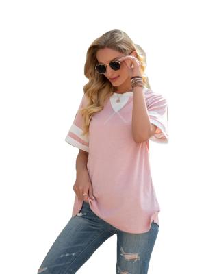 China Cotton Breathable Summer T-shirts Women's Female Top Tee For Lady Girl Pure Color Round Neck T-shirt for sale