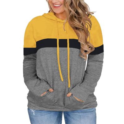 China News Design Colorblock Long Sleeve Viable Sweatshirt Women Striped Hoodie Plus Size Tops for sale