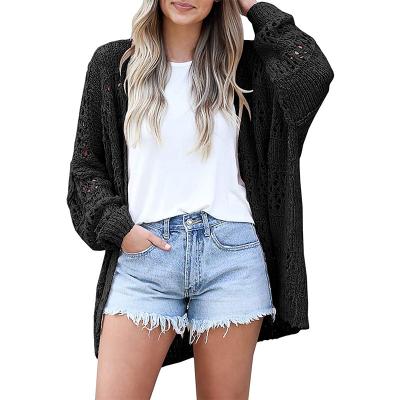 China New Breathable Thin Knitted Cardigan Women's Long Sleeve Sweaters Ladies Solid Color Tops for sale