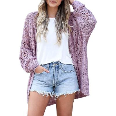 China Breathable Women's New Style Sweaters Long Sleeve Cardigan Ladies Solid Color Thin Knitted Tops for sale