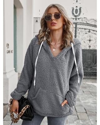 China New Solid Color Winter Fashion Ladies Loose Women's Tunics Full Hoodie Breathable Sweatshirt Fleece for sale