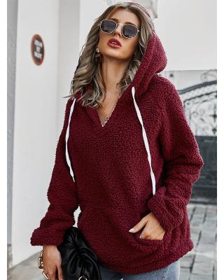 China New Fleece Sweatshirt Hoodie Sale Fashion Tops Breathable Winter Warm Ladies Solid Color Women's Casual Clothes for sale