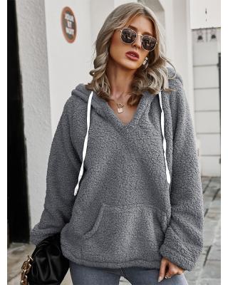 China Breathable Hot Sale Fashion Tops New Fleece Women's Hoodie Sweatshirt Ladies Winter Solid Color Casual Clothes for sale