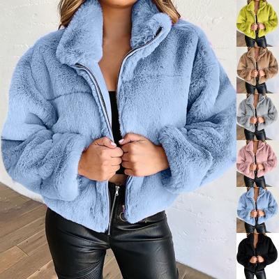 China High Quality Solid Luxury Lamb Long Teddy Faux Fur Coat Women Winter Lapel Collar Breathable for sale