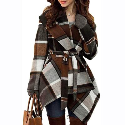 China Breathable Hot Sale Women Elegant Long Woolen Coat Long Sleeve Chic Outerwear Ladies Overcoat With Belt for sale