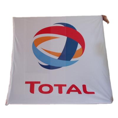 China Edge double stitched left side with exterior printed webbing and grommets business advertising banners promotional flag for sale