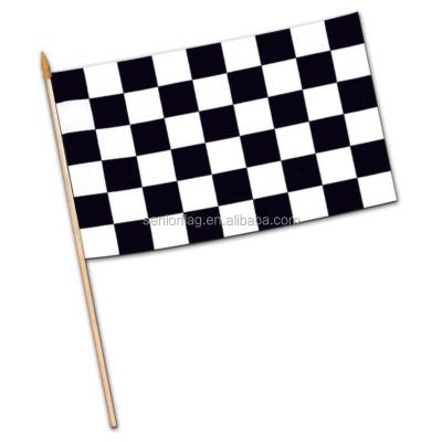 China Wholesale Cheap Custom Advertising Knitted Polyester Hanging China Flag Factory Hanging Black And White Mosaic Race Checkered Flag for sale