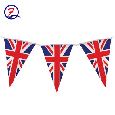 China Promotional Outdoor Waterproof PE Union Jack British UK String Stamen Flag Hanging Plastic Banner for sale