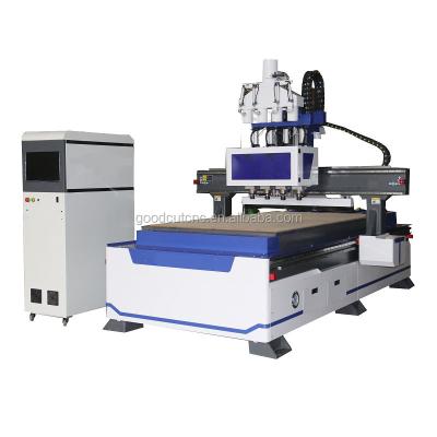 China Process 4 Spindle 4 Table Four Different Process Vacuum Multi Tool 4x8ft Multi Change Head Milling MDF Wood CNC Cutting Machinery for sale