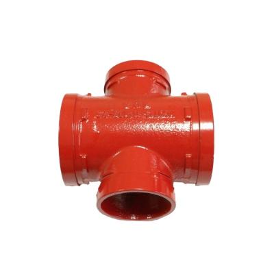 China Pipe Connected Fire Protection Ductile Iron Pipe Fittings Grooved Reducing Cross for sale