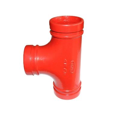 China Pipe Connected Fire Fighting Systems Grooved Systems Ductile Iron Threaded Reducing Tee for sale