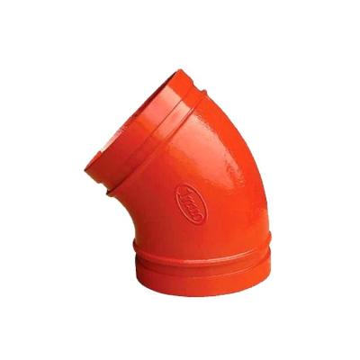 China Pipe Connected FM-UL-CE Listed Cast Ductile Iron Grooved 45 Degree Elbow for sale