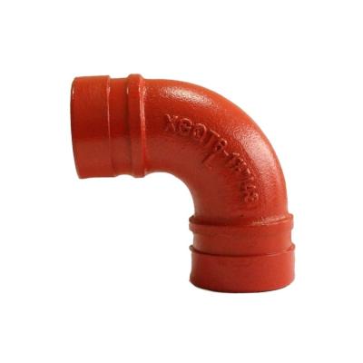 China Pipe Connected FM-UL-CE Approved Ductile Iron Grooved 90 Degree Elbow With Long Radius for sale