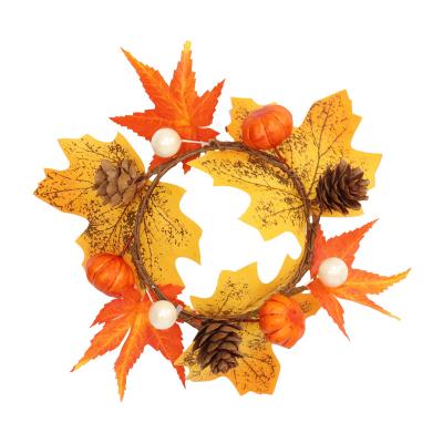 China Hawaiian Beach Party Maple Leaf Pumpkin Garland Halloween Thanksgiving Decorations Candle Ring Candlestick Ring For Other Christmas Decorations for sale