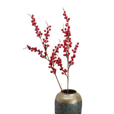 China High Quality Natural Touch Flowers 85 Artificial Red Bean Twigs Berry Branches for sale