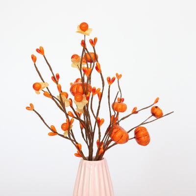 China 2022 New Style Autumn Harvest Decorative Flowers Selling Halloween Decorations Pumpkin Berry Branch For Holiday Decorations for sale