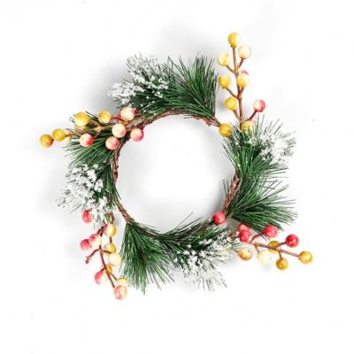 China New Arrival Natural Christmas Wreath Touch Artificial Evergreen Wreath With Berries for sale