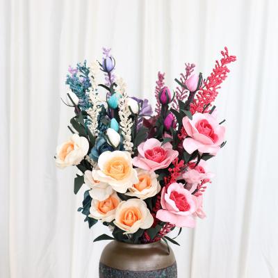 China Home Decoration PU Rose Bouquet Artificial Flower Christmas Wedding Party Decoration Flower Bouquets Decoration for sale