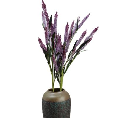 China 12 Leaf Natural Real Touch Green Artificial Flowers with Lavender Moss Granules in Provence for sale