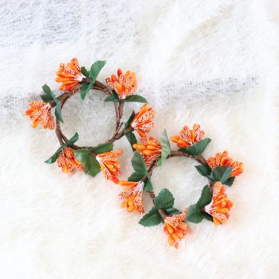 China Mini Small Low Price 1.6inch Artificial Flower Decoration Candle Ring Halloween Decorative Napkin Ring For Christmas Decorations for sale