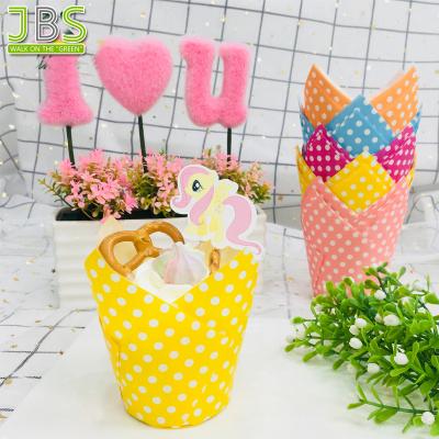 China Disposable PET Tulip Baking Paper Cups Cupcake Muffin Liners for sale