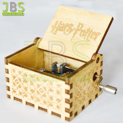 China Suitable for any occasions Harry Potter Hand Crank Musical Box Carved Wooden for sale